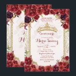 Burgundy Rozen Mexican Charra 15 Anos Uitnodiging<br><div class="desc">Burgundy Rozen Mexican Charra 15 Anos Invitation Mis Quince Anos,  15e verjaardag</div>