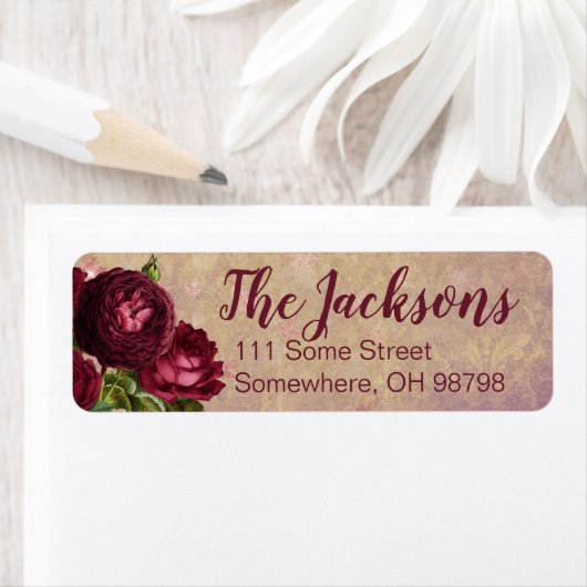 Burgundy Rozen Return Address Labels (Insitu)