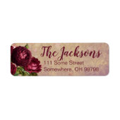 Burgundy Rozen Return Address Labels (Voorkant)