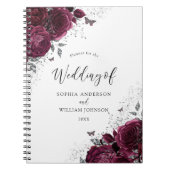 Burgundy Rozen Silver Wedding Planner Notitieboek (Voorkant)