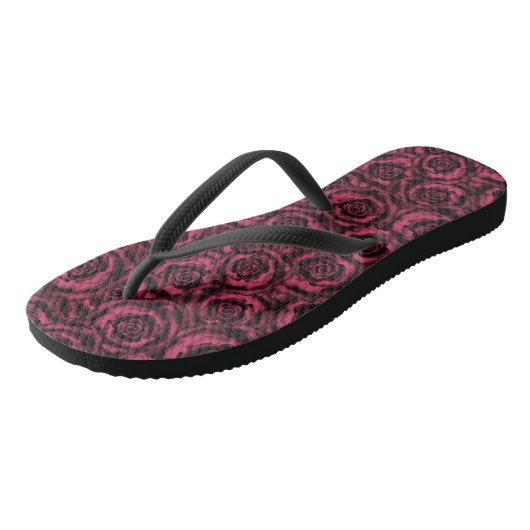 Burgundy-rozen Teenslippers (Schuin)