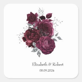 Burgundy-Rozen Vierkante Sticker