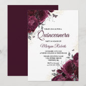 Burgundy Rozen Vlinders Quinceanera Feest Kaart (Voorkant / Achterkant)