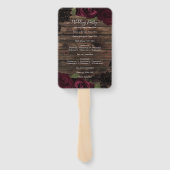 Burgundy Rozen Wood Black Lace Floral Wedding Handwaaier (Achterkant)