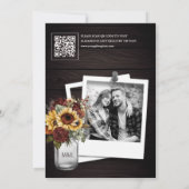 Burgundy Rozen Zonnebloem QR Code Bruidsfeest Kaart (Achterkant)