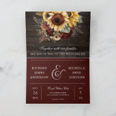 Burgundy Rozen Zonnebloemen Hout QR Code Trouwen (Binnen)