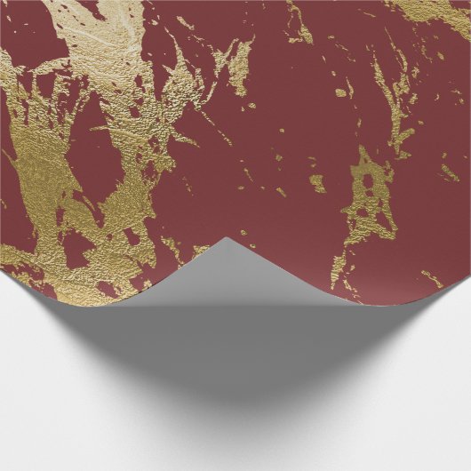 Burgundy Rubin Gold Marble Shiny Glam Abstracte VI Cadeaupapier (Hoek)