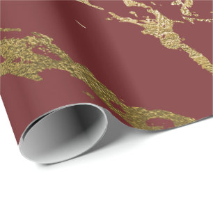 Burgundy Rubin Gold Marble Shiny Glam Abstracte VI Cadeaupapier