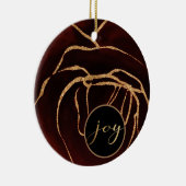 burgundy ruby en gouden foto-versiering keramisch ornament (Rechts)