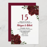 Burgundy Ruby Red Rose 15th Wedding Jubileum Kaart<br><div class="desc">Burgundy Ruby Red Rose 15th Wedding Jubileum Invitation Zie bijbehorend collectie in winkel</div>