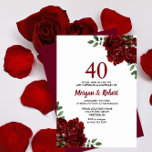 Burgundy Ruby Red Rose 40th Wedding Jubileum Kaart<br><div class="desc">Burgundy Ruby Red Rose 40th Wedding Jubileum Invitation Zie bijbehorend collectie in winkel</div>