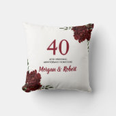 Burgundy Ruby Red Rose 40th Wedding Jubileum Kussen (Voorkant)