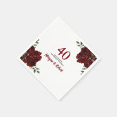Burgundy Ruby Red Rose 40th Wedding Jubileum Servet (Hoek)