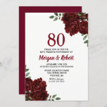 Burgundy Ruby Red Rose 80th Wedding Jubileum Kaart<br><div class="desc">Burgundy Ruby Red Rose 80th Wedding Jubileum Invitation Zie bijbehorend collectie in winkel</div>