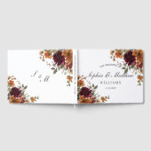 Burgundy Rust Burnt Orange Copper Floral Wedding Gastenboek (Volledig)