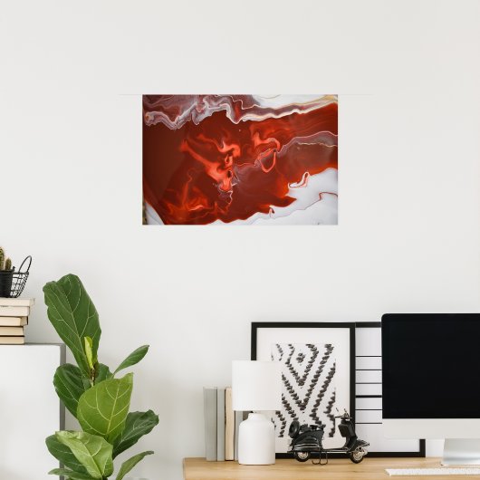 Burgundy Rust Dark Red Marble AcrylArt Abstract Poster (Thuiskantoor)