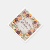 Burgundy Rust Oranje Floral Women's Birthday Servet (Hoek)