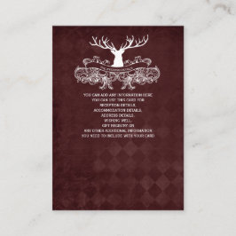 Burgundy Rustic Antler Deer Woodland Wedding Informatiekaartje