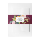 Burgundy Rustic Blush Floral Wedding Monogram Uitnodigingen Wikkel (Voorkant Voorbeeld)