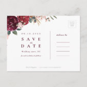 Burgundy rustic boho floral save the date aankondigingskaart (Achterkant)