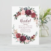Burgundy rustic boho floral vrijgezellenfeest kaart (Staand voorkant)