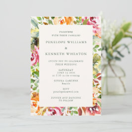 Burgundy Rustic Botanical Waterverf Wedding Kaart