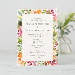 Burgundy Rustic Botanical Waterverf Wedding Kaart