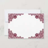 Burgundy Rustic Chic Lace Sunflower Wedding RSVP Kaartje (Achterkant)