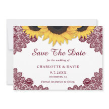 Burgundy Rustic Chic Sunflower Lace Wedding