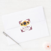 Burgundy Rustic Chic Sunflower Weddenschap Bedankt Vierkante Sticker (Envelop)