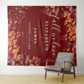 Burgundy Rustic Fall Floral Photo Booth Backdrop Wandkleed (In Situ (horizontaal))