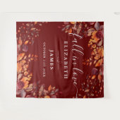 Burgundy Rustic Fall Floral Photo Booth Backdrop Wandkleed (Voorkant (horizontaal))