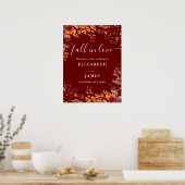 Burgundy Rustic Fall In Love Wedding Welcome Sign Poster (Keuken)