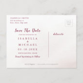 Burgundy rustic floral calligraphy save the date aankondigingskaart (Achterkant)