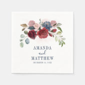 Burgundy Rustic Floral Custom Wedding Paper Servet (Voorkant)