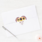 Burgundy Rustic Floral Lace Sunflower Wedding Hart Sticker (Envelop)