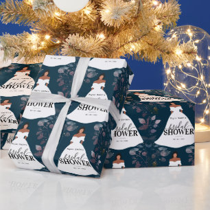 Burgundy Rustic Flower Vrijgezellenfeest Blue Navy Cadeaupapier