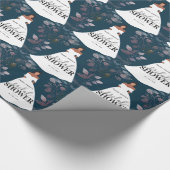 Burgundy Rustic Flower Vrijgezellenfeest Blue Navy Cadeaupapier (Hoek)