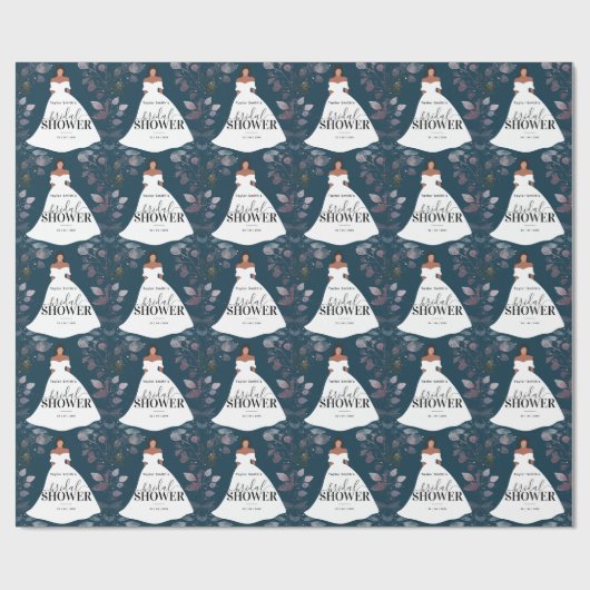 Burgundy Rustic Flower Vrijgezellenfeest Blue Navy Cadeaupapier (Vlak)