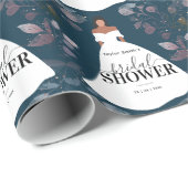 Burgundy Rustic Flower Vrijgezellenfeest Blue Navy Cadeaupapier (Rol Hoek)