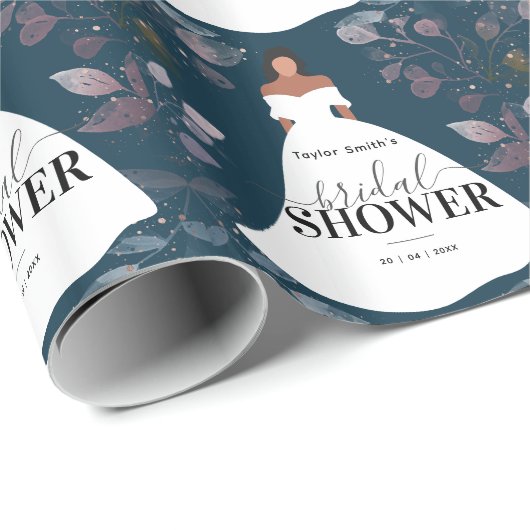 Burgundy Rustic Flower Vrijgezellenfeest Blue Navy Cadeaupapier (Rol Hoek)