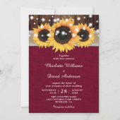 Burgundy Rustic Sunflower Wedding Kaart (Voorkant)