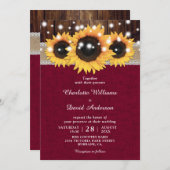 Burgundy Rustic Sunflower Wedding Kaart (Voorkant / Achterkant)