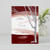 Burgundy Rustic Winter Tree Waterverf Wedding Folie Uitnodiging (Staand Voorkant)
