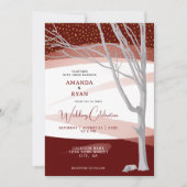 Burgundy Rustic Winter Tree Waterverf Wedding Kaart (Voorkant)