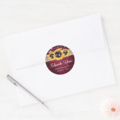 Burgundy Rustic Wood Burlap Lace Sunflower Ronde Sticker (Envelop)