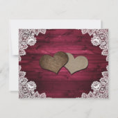 Burgundy Rustic Wood Lace Sunflower Wedding Aankondiging (Achterkant)