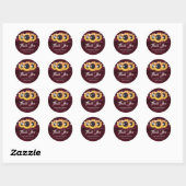 Burgundy Rustic Wood Sunflower Wedding Thank You Ronde Sticker (Vel)