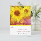 *~* Burgundy Rustic Yellow Sunflower Weddenschap R RSVP Kaartje (Staand voorkant)
