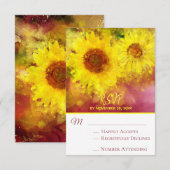 *~* Burgundy Rustic Yellow Sunflower Weddenschap R RSVP Kaartje (Voorkant / Achterkant)